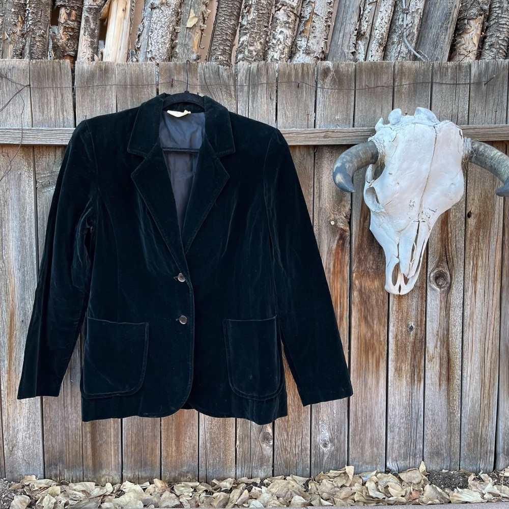 Cos Cob Vintage 1990s Black Velvet Blazer Size 9/10